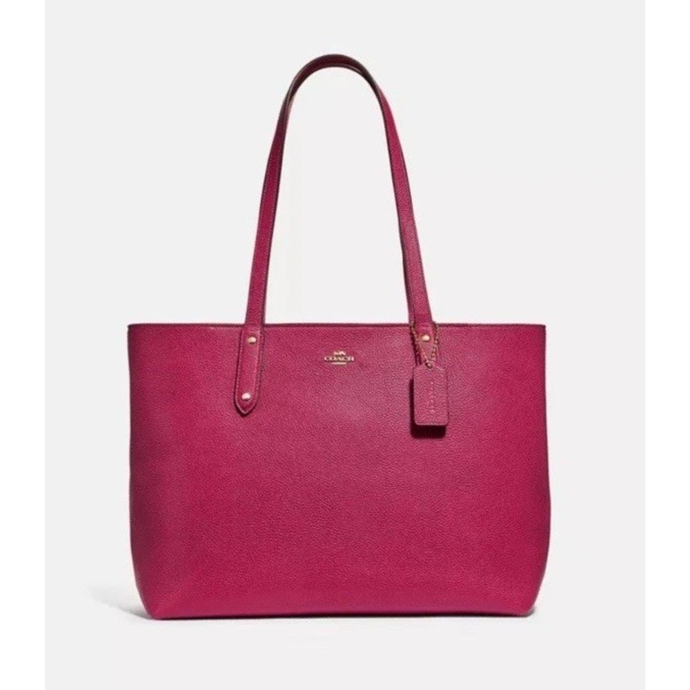 Coach Polished Pebbled Leather Central Tote Bag - #69424 Pink Large